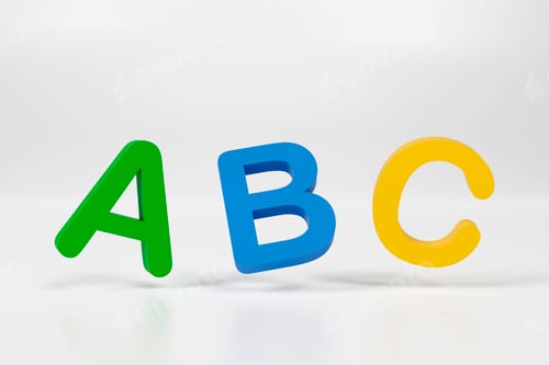Preview: 3d abc letters isolated over white background with reflection. 3d illustration