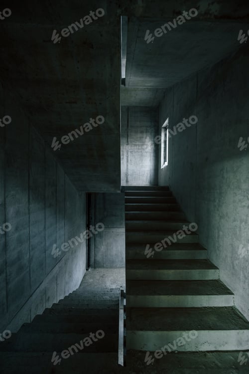 Preview: Indoors in the unfinished building. Conception of construction