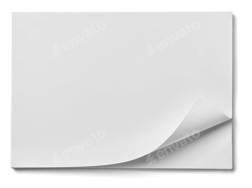 Preview: Close Up Of Stack Of Papers With Curl On White Background
