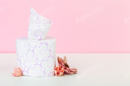 Preview: toilet paper rolls with natural flowers close up