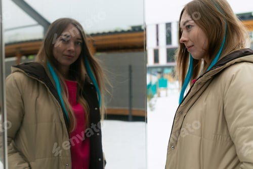 Preview: Woman Standing in Front of Mirror