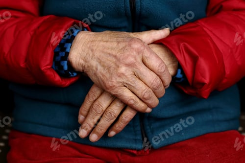 Preview: Closeup shot of an elderly woman's wrinkled hands