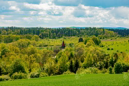 Preview: View on Sudetes mountains in spring time, South Poland