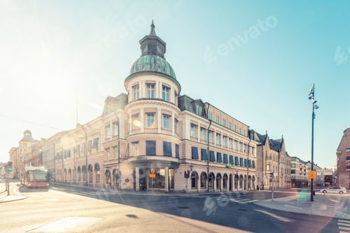 Preview: The city center of Linköping city in summer