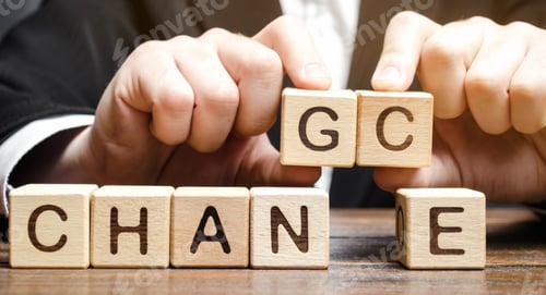 Preview: Businessman points to wooden blocks with the word Change to Chance