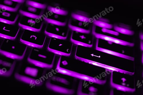 Preview: Colorful light keyboard for gaming. Backlit keyboard with versatile color schemes. Light pink