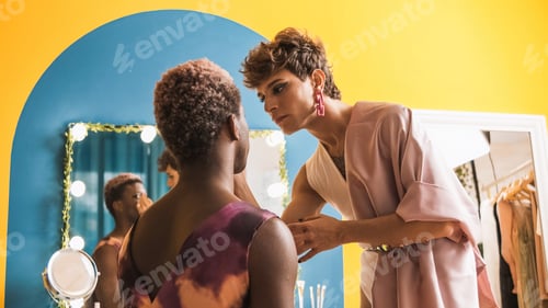 Preview: Two transgender men making up in a colorful dressing room