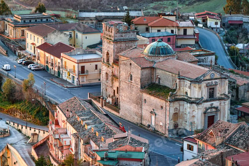 Preview: Sunset over old famous medieval village Stilo in Calabria