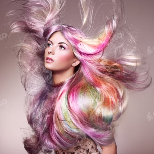 Preview: Beauty fashion model girl with colorful dyed hair