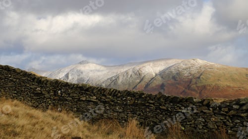 Preview: Scenic view of a lush green field and distant mountains in Windermere