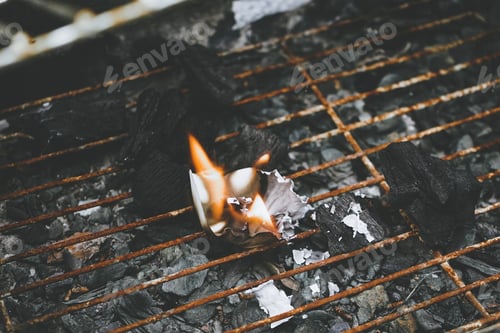 Preview: Dark and organic background of remains of burn paper