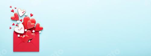 Preview: Banner with Red Envelope. Valentine's cookies.