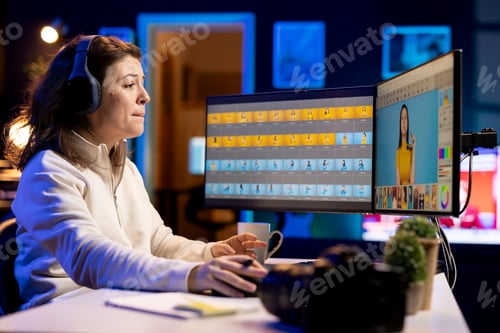 Preview: Skilled photo editor enhancing images with precision using PC software