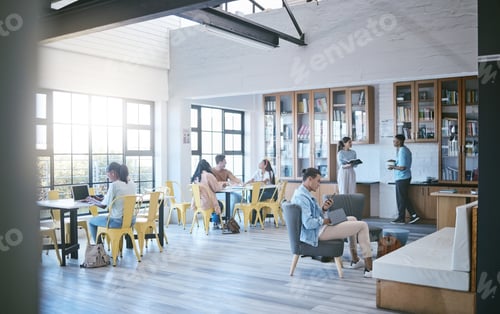 Preview: Library, education and students study in university campus, college or school. Learning, diversity