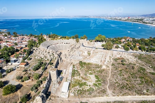 Preview: Aerial view of ancient Side town, Antalya Province, Turkey