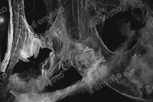 Preview: Halloween composition with bats and spiders on grunge background