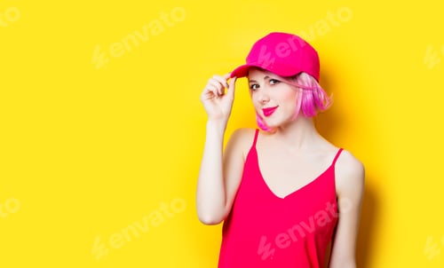 Preview: smiling young woman in cap
