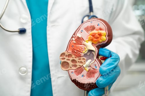 Preview: Kidney disease, Chronic kidney disease ckd, Doctor hold human model to treat and study in hospital.