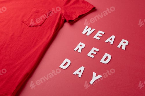 Preview: Image of red tshirt and wear red day on red surface