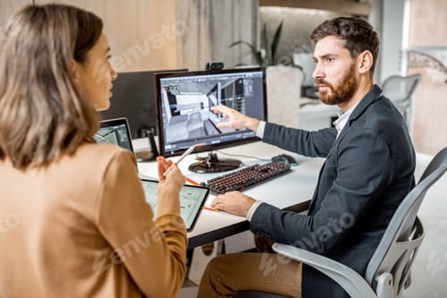 Preview: Two interior designers working in the office