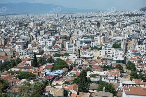 Preview: Acropolis and Parthenon temple, landmark. Ancient remains scenic view from Lycabettus Hill.