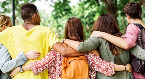 Preview: Diverse Group Young People Bonding Outdoors Concept
