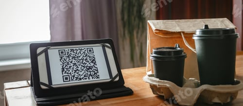 Preview: Coronavirus. contactless payment QR code,Quarantine contactless delivery during the covid pandemic