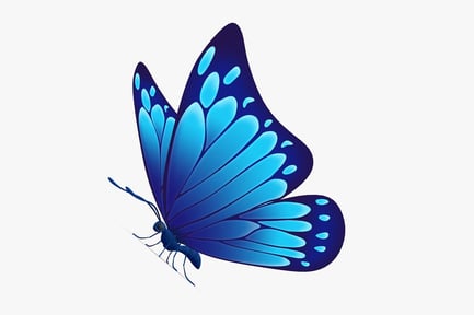 Preview: Blue Cartoon Butterfly with Patterned Wings
