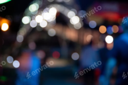 Preview: Abstract bokeh background of far city lights ahead