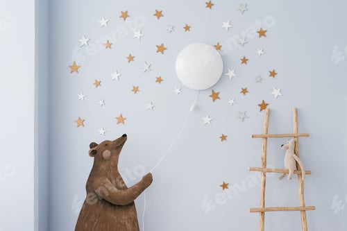 Preview: Interior of the children room is decorated in blue and beige colors