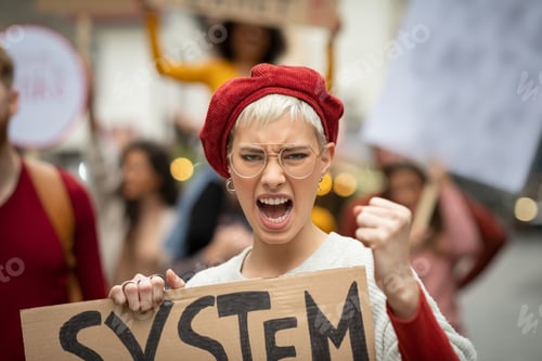 Preview: Angry woman in protest march for her rights