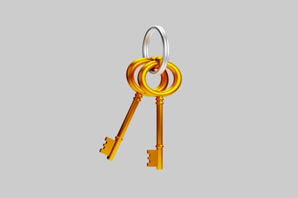 Preview: Golden skeleton keys on ring