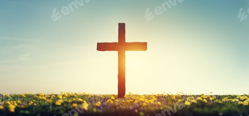 Preview: Cross on spring meadow religion and faith
