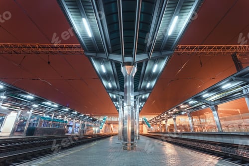 Preview: Modern futuristic railway station with illumination
