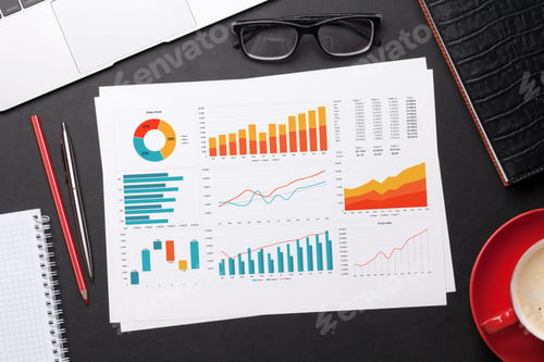 Preview: Office workplace table with report page