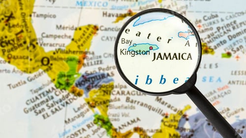Preview: Jamaica Word Map, Kingston Capital Marked, Creative Text Font