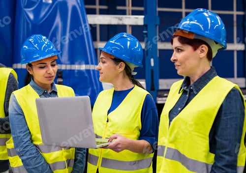 Preview: group of women engineers in a robotic factory