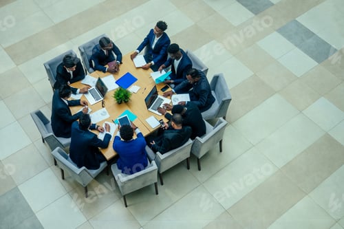 Preview: top view of team work high five a group of successful afro americans