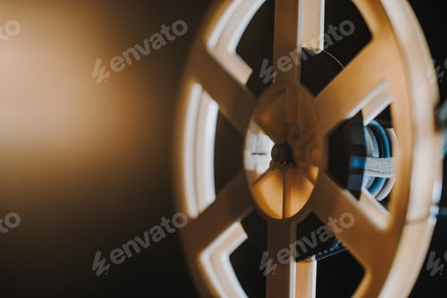 Preview: Obsolete film projector, retro home theatre entertainment. Nostalgia, memories
