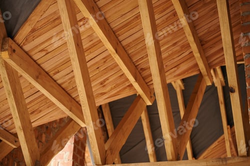 Preview: Interior view of dwelling house garret under construction