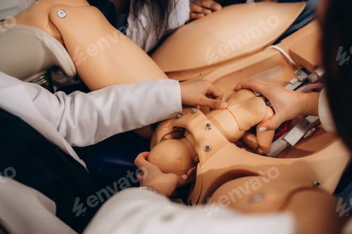 Preview: a group of students learns to give birth on a mannequin