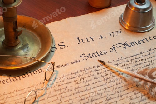 Preview: Candle Quill and Inkwell with Declaration of Independence of the United States