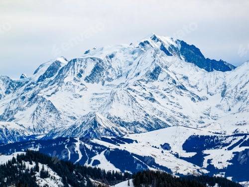 Preview: The Aravis range in the winter. Torraz, La Giettaz, France.