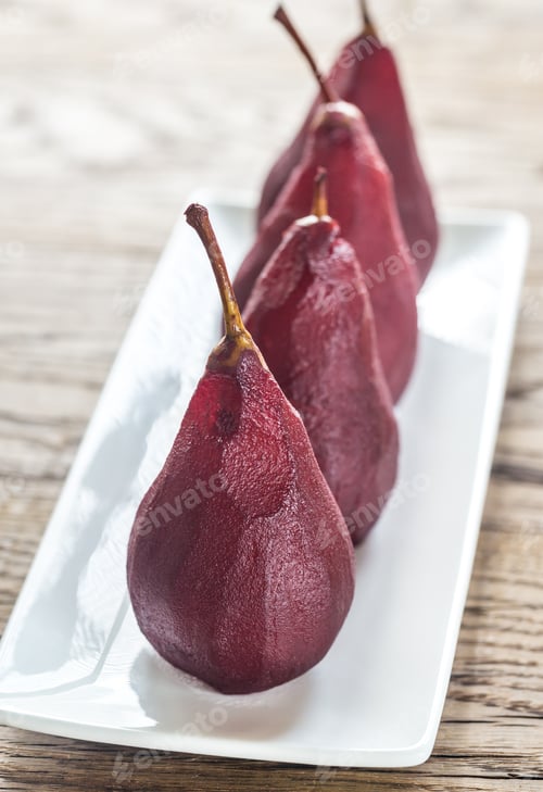 Preview: Merlot-poached pears