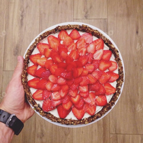 Preview: Delicious Homemade Strawberry Tart on a Wooden Surface