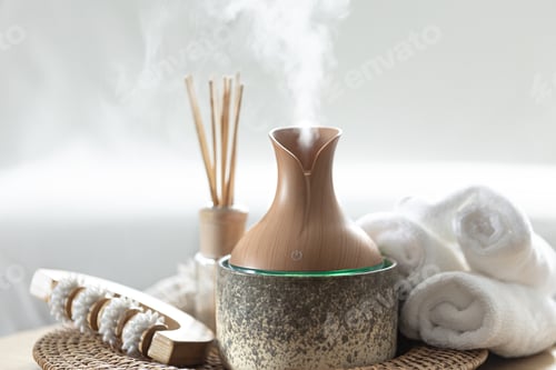 Preview: Essential oil aroma diffuser humidifier diffusing water articles in the air.