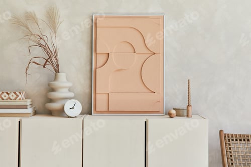 Preview: Creative composition of modern beige living room interior design