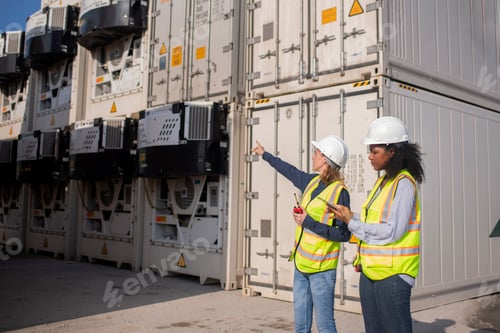 Preview: Engineer or dockworker working in the construction container dock yard checking and inspection conta