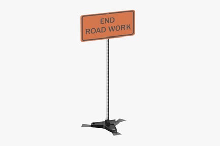 Preview: End Road Work Sign with Metal Pole and Base