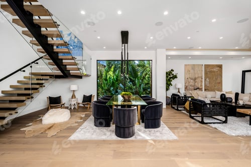 Preview: Modern open-concept living room and dining area